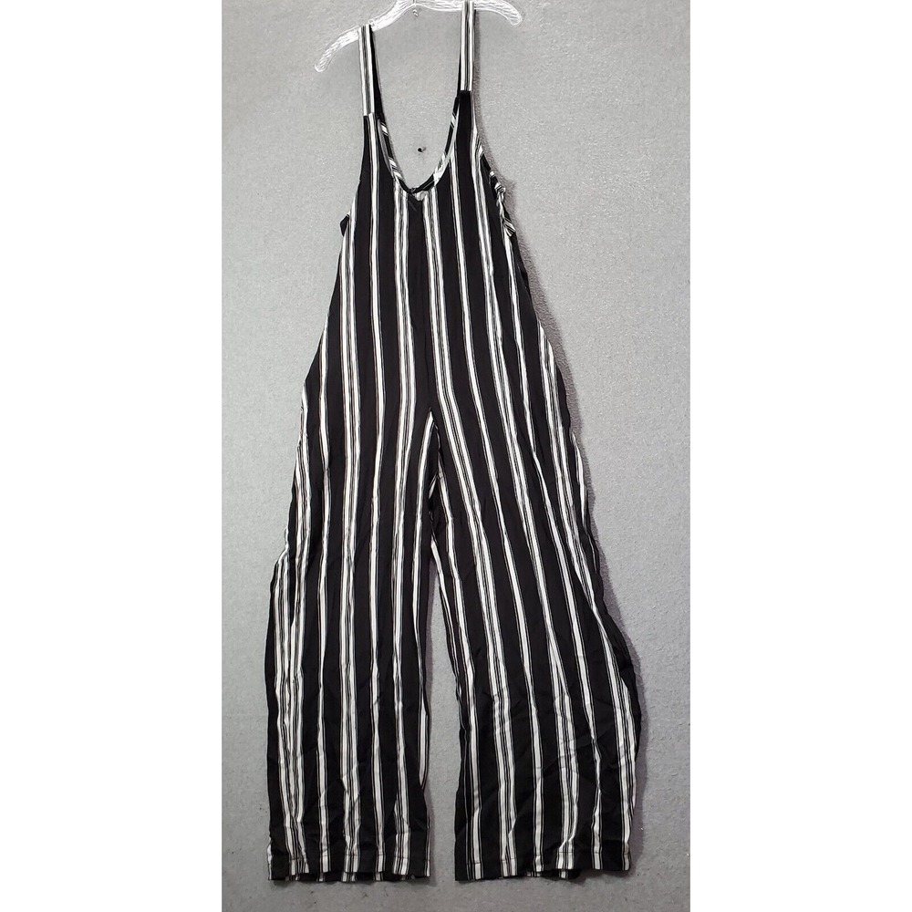 Wild Fable Women Jumpsuits XL Black Striped Sleeveless White Leg NWT